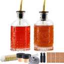 Coffee Syrup Dispenser Bottles Set 2 Pack 7 OZ Simple Small Syrup Bottles Set with Metal Pour Spout Ideal for Coffee Syrups, Condiments, Coffee bar, SC056 (2 pack)