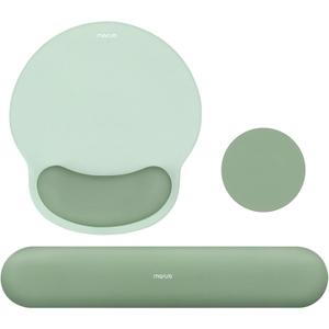 MOSISO Wrist Rest Support for Mouse Pad&Keyboard Set, Circle Curved Ergonomic Mousepad&Coaster Non-Slip Base Home/Office Pain Relief&Easy Typing Pad with Soft Cloth&Silicone Lining, Antique Green