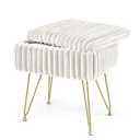 ABHENG Multifunctional Rectangle Vanity Chair with Storage, Velvet Footstool & Footrest, Anti-Slip Iron Base Dressing Stool for Makeup Room, Bedroom, Living Room,15.75"x10"x17.13", White, ASND53W