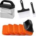 Griddle Cleaning Kit for Blackstone, Flat Top Grill Cleaning Kit with Griddle Scraper, Grill Brick, Scouring Pads & Ergonomic Handles to Remove Grease, Burnt Residue (11 PCS)