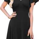 WEACZZY Casual Dresses for Women Flowy V Neck Ruffle Short Sleeves Flare Cocktail Party Dress Asymmetry Ruffle Hem (Medium, Black)