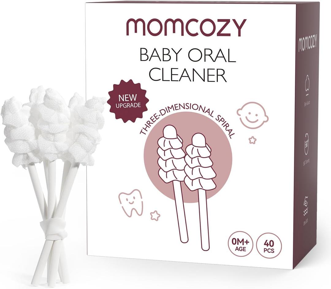 Momcozy Baby Tongue Cleaner Gauze, Baby Toothbrush Disposable Oral Cleaner, Toddler Tooth Brush for Tooth Mouth Gum Clean, Infant Toothbrush Oral Cleaning Stick, Baby Oral Cleaner Newborn, 40 Count