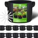 PHYEX 12-Pack 2 Gallon Grow Bags, Heavy Duty Fabric Pots with Handles, Reusable Plant Bags for Vegetable, Herbs & Flowers, BPA-Free, Breathable, Durable