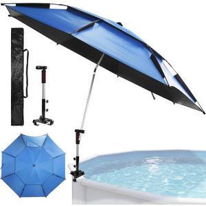 Extra Large Above Ground Pool Umbrella, Portable Outdoor Patio Umbrella for Pool 360 Adjustable Sun-Resistant Pool Shade Umbrella, 7.5ft Swimming Pool Accessories for Fishing Beach Camping