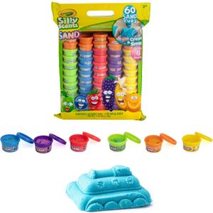 Crayola Silly Scents Play Sand  60 Mini 1oz Tubs of Moldable Sensory Sand in 6 Bright Colors | Valentines Day Party Favors, Classroom Prizes, Sensory Toys, Fidget & Creativity