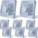 pickyNproud 8Pcs Patio Cushion Covers Stretch Outdoor Couch Cushions Slipcovers Replacement Washable Furniture Protector with Elastic Bottom Sofa Chair Seat Cover, Gray Leaves