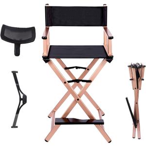 Lorvain Folable Makeup Artist Stool Chair, 20.48D x 8.66W x 37.6H in