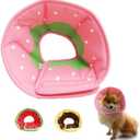 Soft Dog Cone, Lightweight Elizabethan Collar for Dogs, Adjustable Soft Cones for Dogs/Cats to Stop Licking After Surgery, Cute Strawberry Cone of Shame Alternatives for Pets(Medium) (Pink)