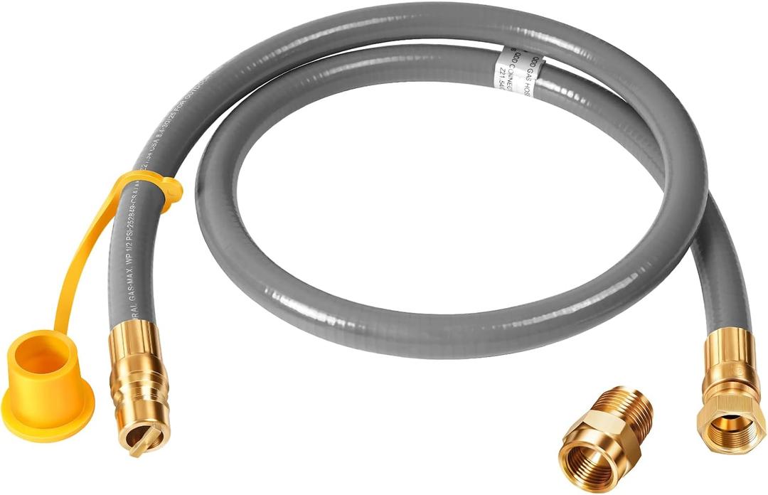 GasSaf 4 FT 1/2" ID Natural Gas Grill Hose with Quick Connect Fitting, Natural Gas Conversion Kit Suitable for Gas Grill, Generator, Patio Heater and More