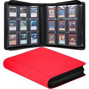 9-Pocket Trading Card Toploader Binder, Holds 360 3"x 4" 35PT Toploaders, Card Collection Albums with Sleeves for Sports Cards and Trading Card in 3 x 4" Rigid Card Holder-Red