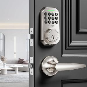 Keyless Entry Door Lock Deadbolt with Handle Set Smart Locks for Front Door with Lever Handles Auto Locking, Anti-Peeping Password, Easy Installation for Homes Hotel Bedroom Doors Satin Nickel