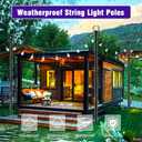 zoegi 6 Pack 10Ft String Light Poles,Light Poles for Outside Lights with Fork,Outdoor Brackets Hanging Lights,Metal Stand for Deck Patio,Backyard,Wedding,Deck,Party