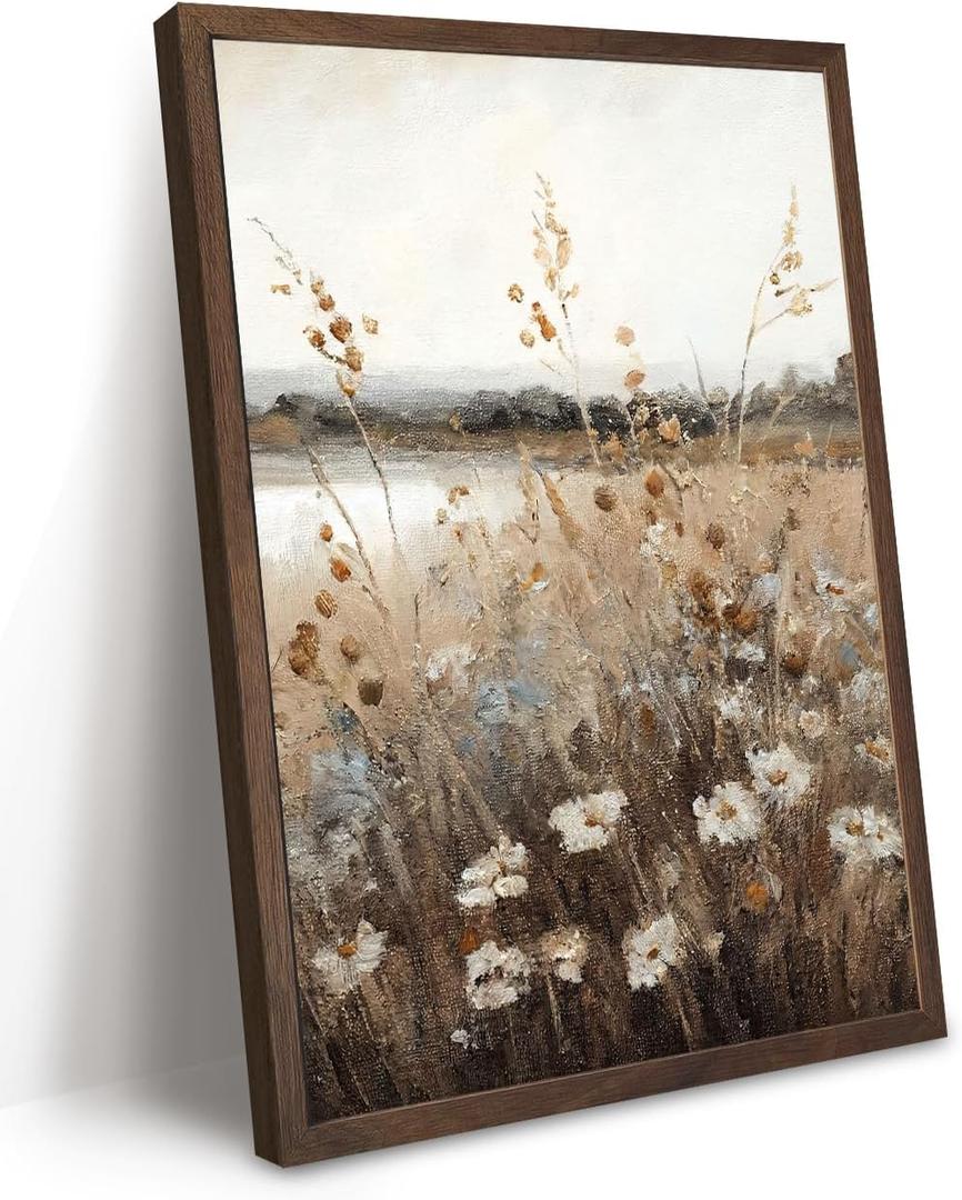 Framed 3d Textured Wildflower Wall Art Floral Pictures Decor 16x24 Inch