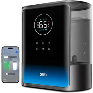 DREO 8L Smart Humidifiers for Bedroom 600ft, 80H Runtime Warm&Cool Supersized Mist Humidifier for Large Room Indoor, Quiet Whole House humidifier for Baby, Plants, with Alexa/Google, Black, HM717S