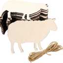 30 Pack 4 Inch Wood Sheep Cutouts Unfinished Wood Sheep Crafts Wooden Sheep Hanging Ornaments DIY Sheep Craft Gift Tags for Home Party Decoration