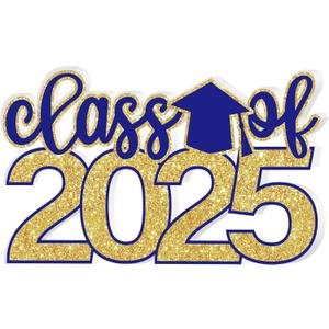 Class of 2025 Sign Graduation Decorations 2025 Senior Photo Booth Props for Photoshoot 2025 Grad Centerpieces for Table Decor, Class of 2025 Letter Word Sign for Grad Party Supplies - Blue Gold