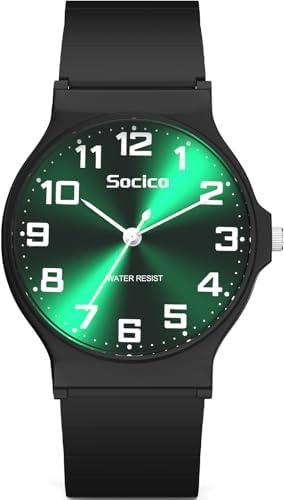 SOCICO Kids Analog Watch Boys Girls, Thin Dial 30M Waterproof Camouflage Sports Watch, Easy to Read Children's Wrist Watches with Soft Band for Ages 5-15 Kids Great Birthday Gifts Christmas Day
