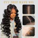 PYY Deep Wave Lace Front Wigs Human Hair Deep Wave Wig 13x4 HD Lace Frontal Raw Human Hair Glueless Wigs for Black Women Pre Plucked with Baby Hair 24 Inch