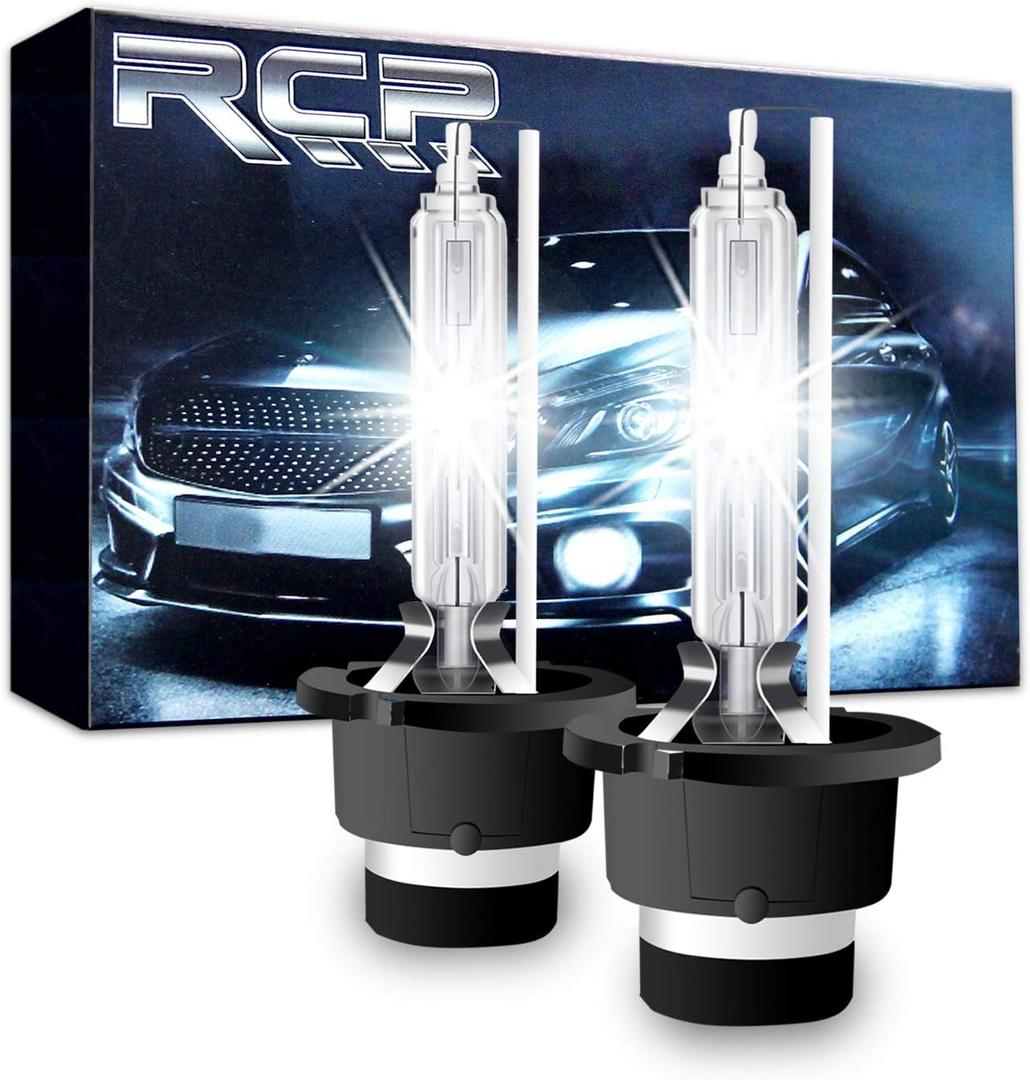 RCP - D2S6 - (A Pair) D2S/ D2R 6000K Xenon HID Replacement Bulb Diamond White Metal Stents Base 12V Car Lamps Head Lights 35W