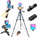 for iPhone Vlogging Kit, Vlogging Kit for Andriod Phone with Two Tripods RGB Light Lavalier Microphone Remote for YouTube Tiktok Content Creator