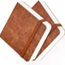 Funto Watercolor Journal 2-Pack, 3.9x3.9, 44 Pages Each,Cold-Pressed 100% Cotton, Pearlescent PU Leather Brown Hard Cover, Art Supplies for Watercolor