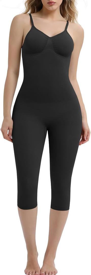 Shapewear Bodysuits for Women Tummy Control Fajas Full Body Shaper Butt Lifting Compression Leggings (Medium, Black)