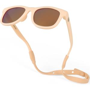 Polarized Baby Sunglasses With Strap - Unbreakable Flexible Infant Sunglasses For Toddlers Newborns 0-24 Months (Peach)