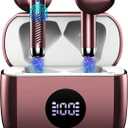 Wireless Earbuds, Bluetooth 5.4 Ear Buds LED Power Display Headphones Bass Stereo, Bluetooth Earbuds in-Ear Noise Cancelling Mic, 40H Playback Mini Case IP7 Waterproof Sports Earphones for Android iOS (Rose Gold)