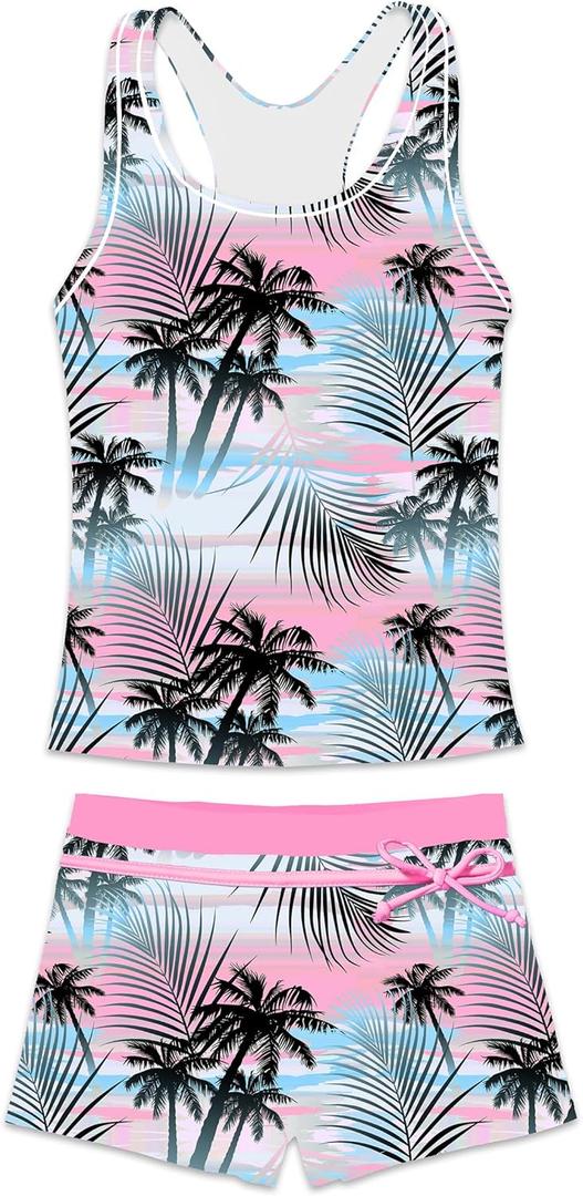 Little Girls' Summer Swimwear Two Piece Boyshort Tankini Kids Swimsuit (5-6 Years, Coco)