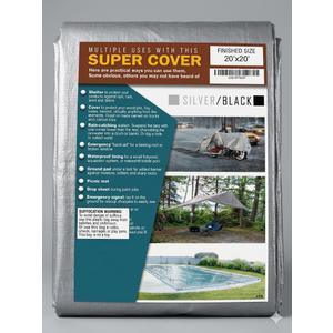 Trademark Supplies Tarp Cover 20X20 Silver/Black Heavy Duty Thick Material, Waterproof, Great for Tarpaulin Canopy Tent, Boat, RV Or Pool Cover!