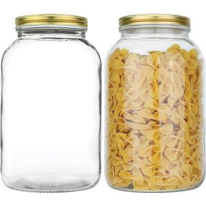 Kitchentoolz 2 Pack - 1 Gallon Glass Mason Jar Wide Mouth with Airtight Metal Lid - Safe for Fermenting Kombucha Kefir - Pickling, Storing and Canning- BPA-Free Dishwasher Safe- Made in USA