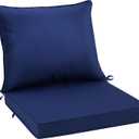 PLTCAT All-Weather Comfort Deep Seat Cushions, Fade-Resistant Patio Chair Cushion Set (Navy Blue, 24" x 24" + 24" x 20") with Removable Cover for Pation Furniture