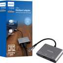 PHILIPS USB C Hub to Multiport Adapter, 3 in 1 Power Pass Through, HDMI 4k@30Hz, 60W USB C Charging Port, 5Gbps USB 3.0 Port for MacBook Pro, MacBook Air, UCB C Laptop Docking Station, DLK9220C/27