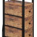 LOAKEKEL Narrow End Table Living Room with Charging Station, Skinny Side Table with Fabric Drawers, Slim Nightstand for Bedroom, Small Spaces, Couch, Rustic Brown, HETNDP03PBR-1