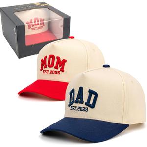 Mom and Dad Hats Gifts for New First Time Parents, Honeymoon Newlyweds Wedding Couples Hubby & Wifey Trucker Cap Set