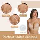 JOYSHAPER Plunge Bras for Women Backless Push Up Bras Low Cut Padded Bras Shaper Convertible with Clear Straps Dress Bra (M)