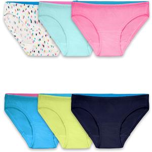 Fruit of the Loom Girls' Breathable Underwear (16, Bikini - 6 Pack - Assorted)