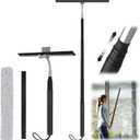Shower Squeegee with Long Handle, 15-51" Telescopic Squeegee for Window Cleaning, Window Squeegee for Glass Doors, Extendable Window Cleaner Tool for Tile Walls, Sliding Door, Floor, Car Windshield (Silver+black)