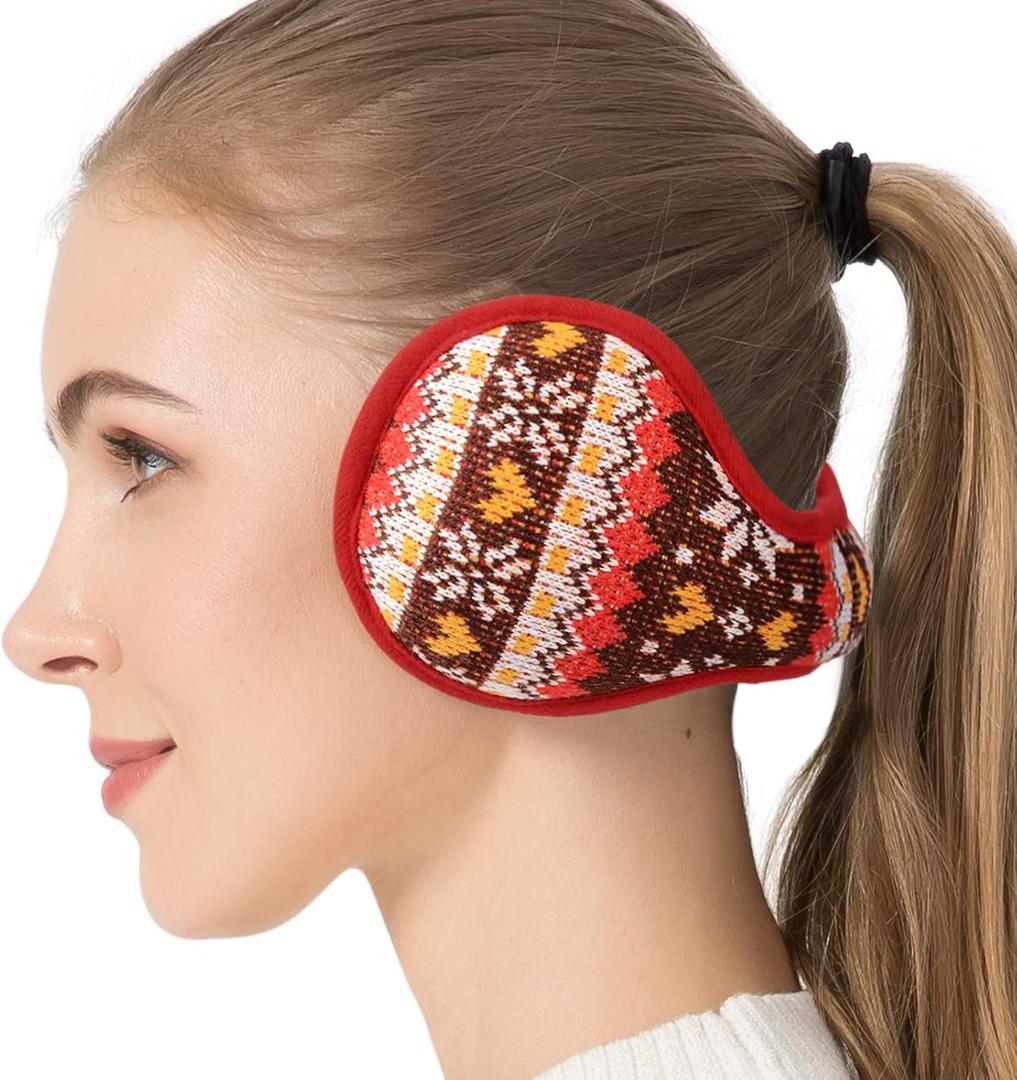 Venswell Knit Ear Muffs for Winter Women Men Soft Earmuffs Cold Weather Fleece Ear Warmers Cover Foldable & Adjustable