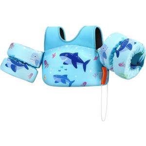 HeySplash Swim Vest for Kids, Puddle Float Jumper with Safety Buckle | Fit 33-40-50-60-66 Lbs, Children Puddle Swimming Jumper Jacket, Water Wing Arm Pool Float for Swim Trainer Boy Girl 3-5-6, A Blue Shark, for kids 33-66 lbs