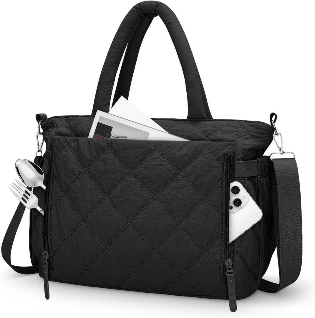 Lunch Bag Lunch Box for Women Adults, Large Capacity Insulated Quilted Puffer Lightweight Leakproof Lunch Tote Bag for women, Reusable Lunch Boxes Cooler Bag for Work Picnic Travel