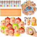 CY2SIDE 12 Pack Capybara Squeeze Toys Party Favor Gift Set, Included Random Slow Rising Squishy Toys 4-in-1 Ballpoint Pen Stickers and Organza Bag, Capybara Party Goodie Bag Fillers for Kids Rewards
