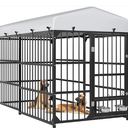 YITAHOME Large Outdoor Dog Kennel with Rotating Feeder Bowls, 8'L x 4'W x 5.4'H Dog Pens Outside with Roof, Heavy Duty Dog Cage for Medium Large Dogs