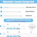 AIZESI Tension Curtain Rod Adjustable Spring Tension Rods for Windows 28 to 48 Inch, No Drilling, 7/8" Diameter, White Curtain Rod, Small Shower Curtain Rod for Bathroom, Doorway, Closet, Kitchen