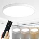 24 Inch LED Flush Mount Ceiling Light, 48W Round Large Light Fixtures, 2800lm, 3000-6500K Dimmable LED Lamp with Remote Control, Modern LED Ceiling Light for Bedroom (White)