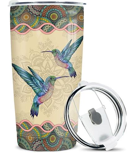 Hummingbird Stained Glass - 20oz Clear Stainless Steel Tumbler - Humming Bird Accessories Stained Glass, Unique Gifts, Gifts For Her