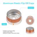 uxcell 15mm Flip Off Caps, 200PCS Burr-Free Flip Off Top Caps Seals Flip Off Aluminum Plastic Vial Flip Off Seals Caps Cover for Glass Vial Freeze-Dried Bottles, Clear/Matte Gold