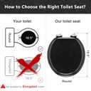 Angol Shiold Glitter Toilet Seat Molded Wood Round Toilet Seat with Quietly Close and Quick Release Hinges, Easy to Install also Easy to Clean (Round 16.5'', Black)