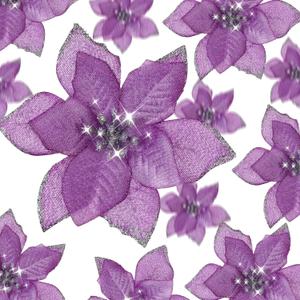 WILLBOND 24 Pcs 3 Size Poinsettia Flower Artificial Christmas Decor Glitter Poinsettia Christmas Ornaments Faux Flowers for Xmas Tree Outdoor(3.2/4/6 Inches,Purple)