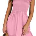 IFFEI Mommy and Me Matching Dresses Womens Smocked Ruffle Sleeve Mini Dress Vacation Beach Family Matching Outfits, L